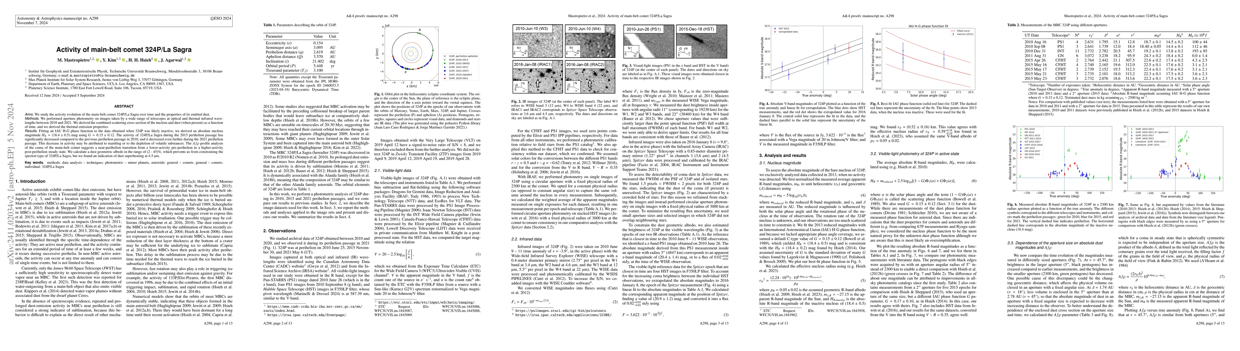 Thumbnail for Activity of main-belt comet 324P/La Sagra
