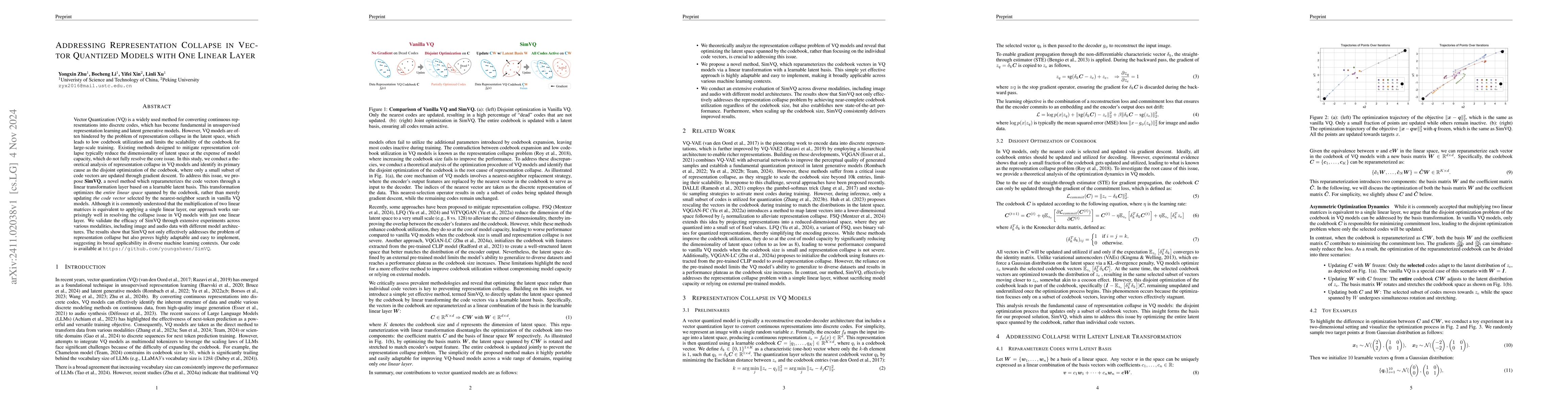 Thumbnail for Addressing Representation Collapse in Vector Quantized Models with One
  Linear Layer