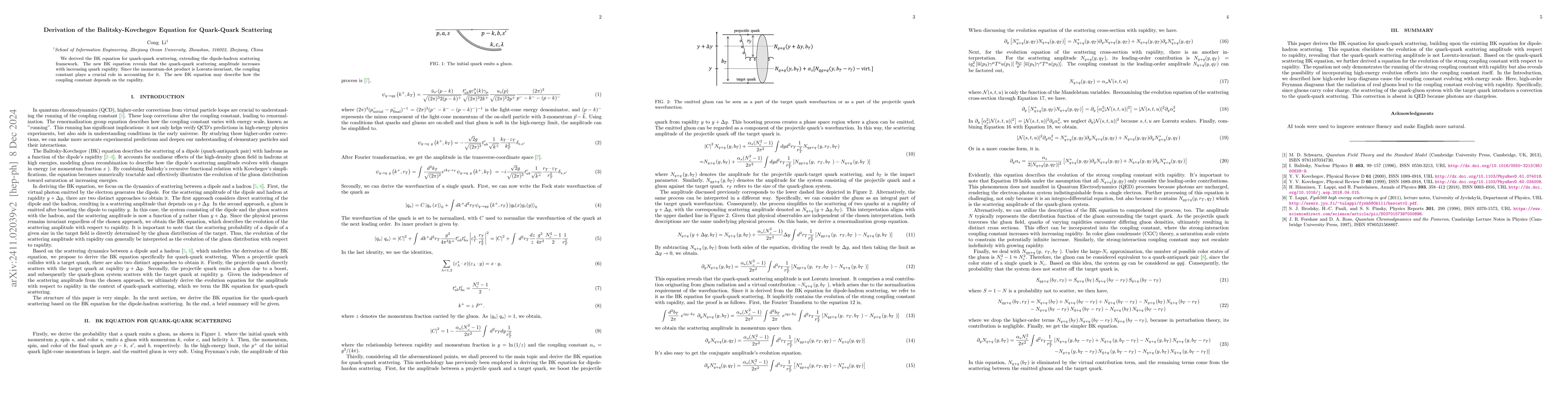 Thumbnail for Derivation of the Balitsky-Kovchegov Equation for Quark-Quark Scattering