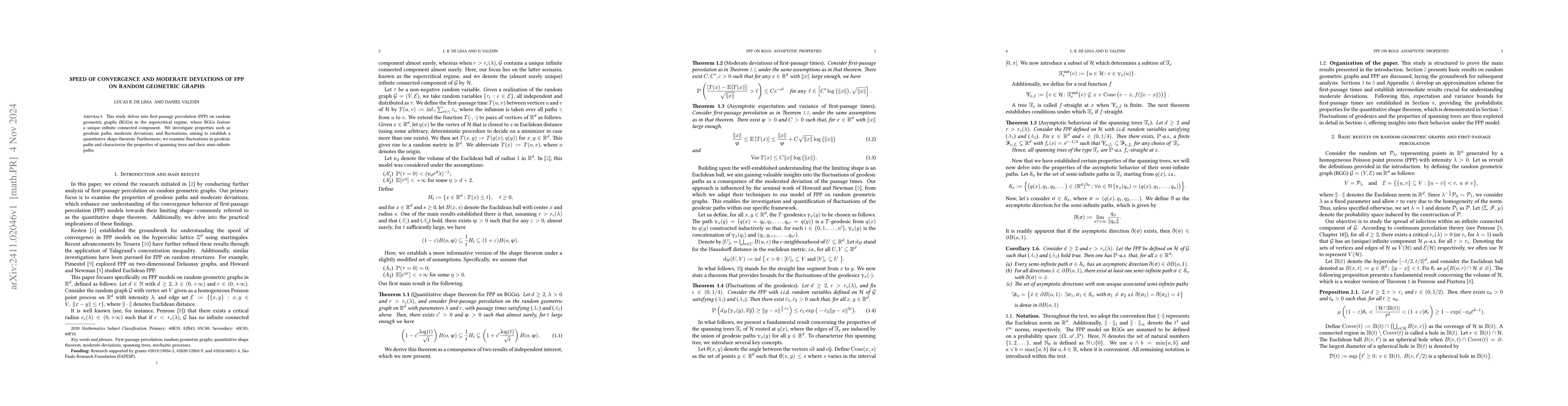 Thumbnail for Speed of Convergence and Moderate Deviations of FPP on Random Geometric
  Graphs