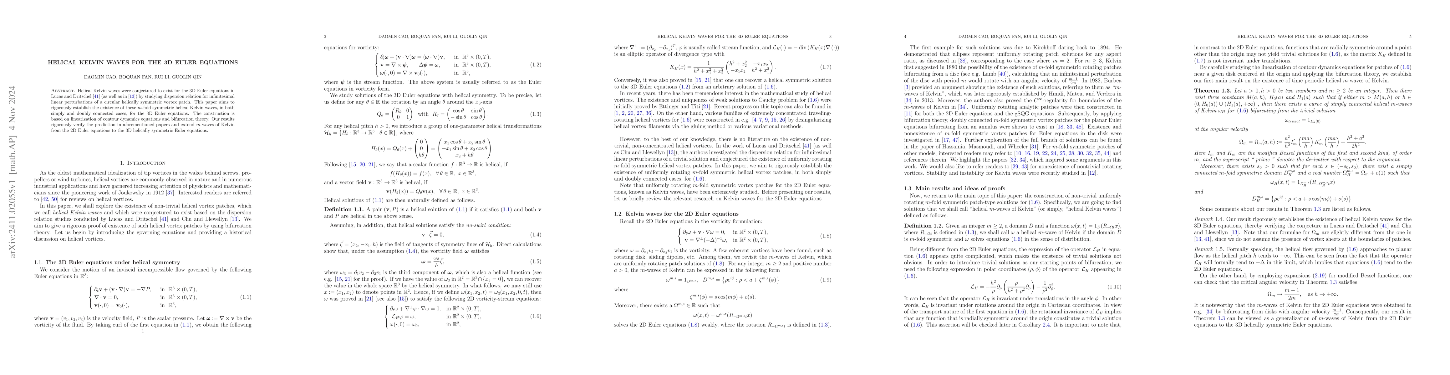 Thumbnail for Helical kelvin waves for the 3D Euler equation