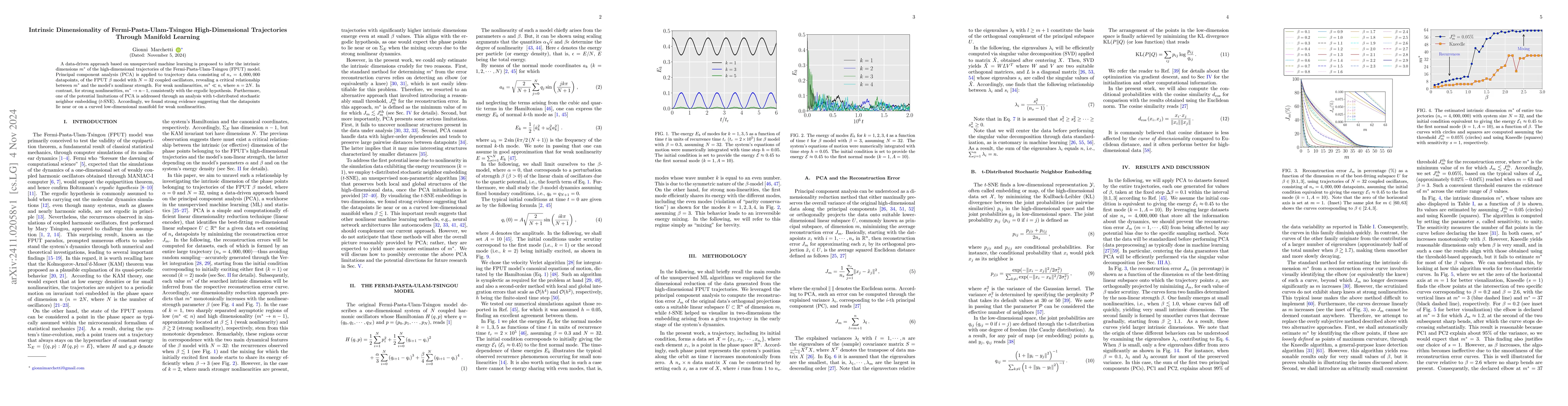 Thumbnail for Intrinsic Dimensionality of Fermi-Pasta-Ulam-Tsingou High-Dimensional
  Trajectories Through Manifold Learning