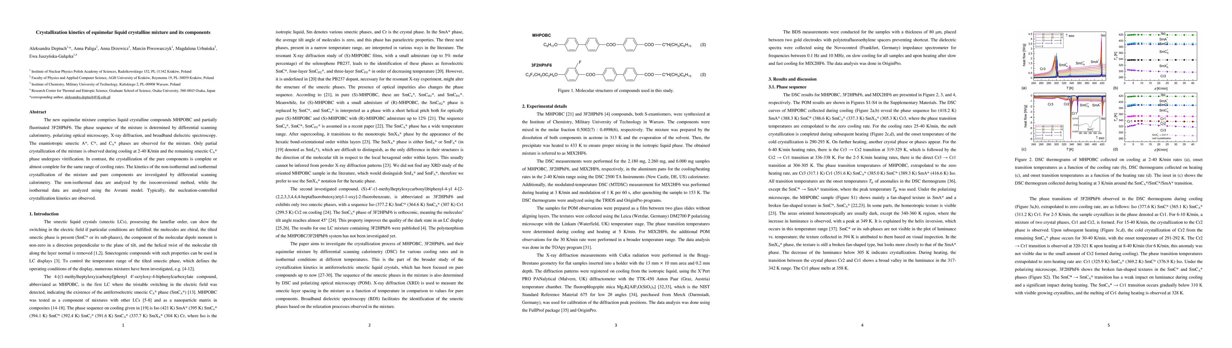 Thumbnail for Crystallization kinetics of equimolar liquid crystalline mixture and its
  components