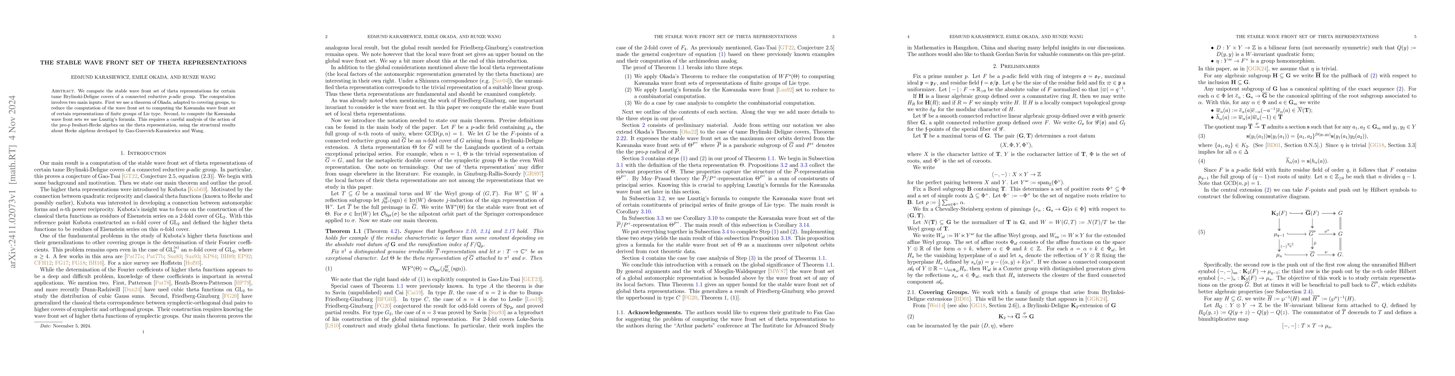 Thumbnail for The stable wave front set of theta representations