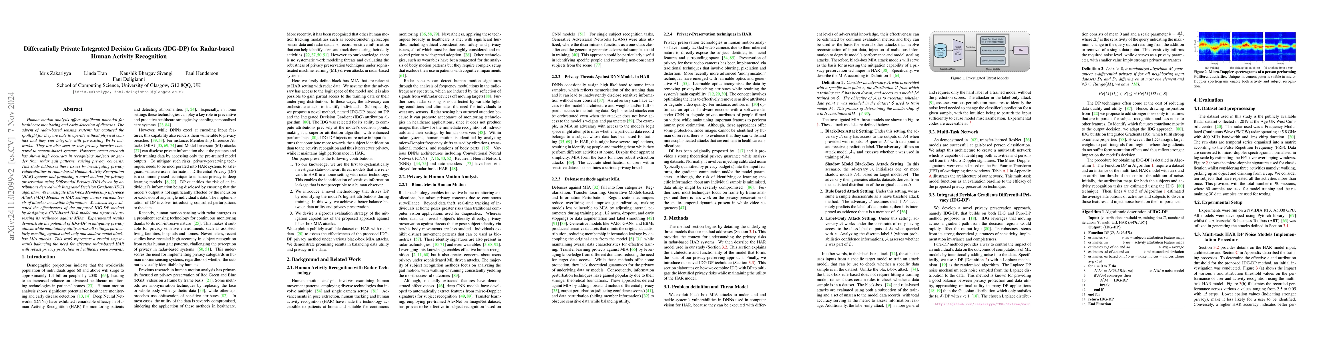 Thumbnail for Differentially Private Integrated Decision Gradients (IDG-DP) for
  Radar-based Human Activity Recognition