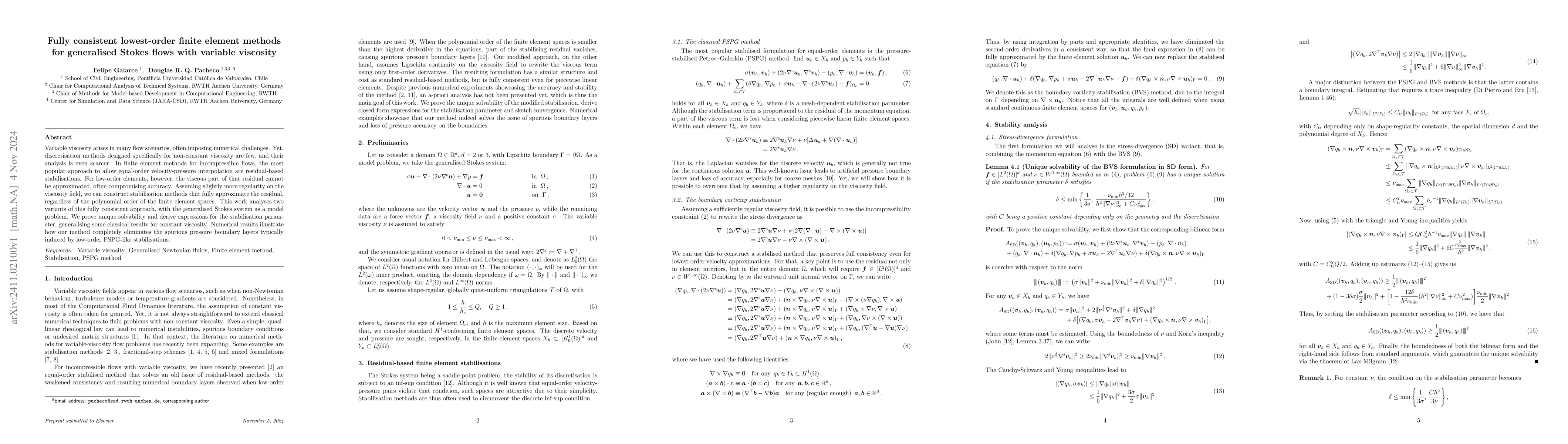 Thumbnail for Fully consistent lowest-order finite element methods for generalised
  Stokes flows with variable viscosity