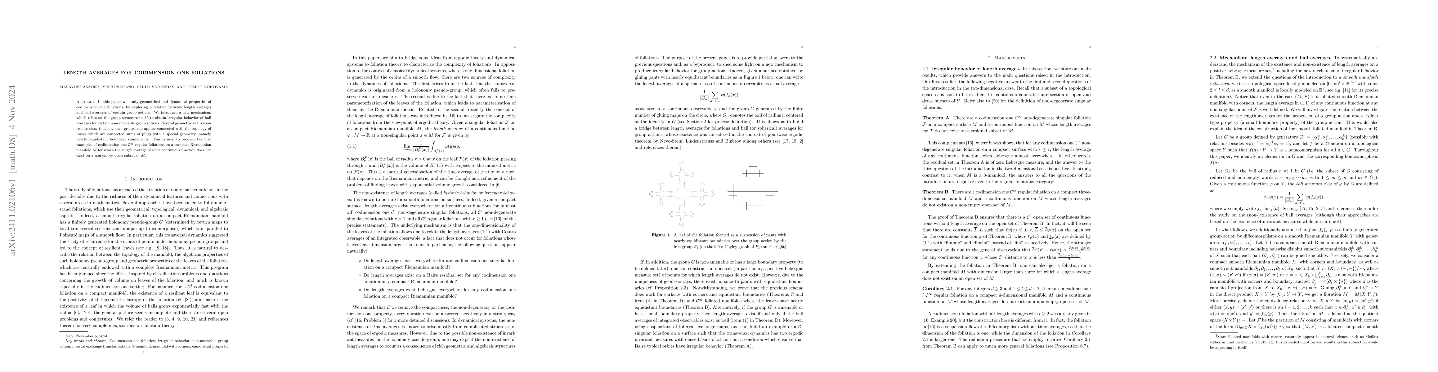 Thumbnail for Length averages for codimension one foliations