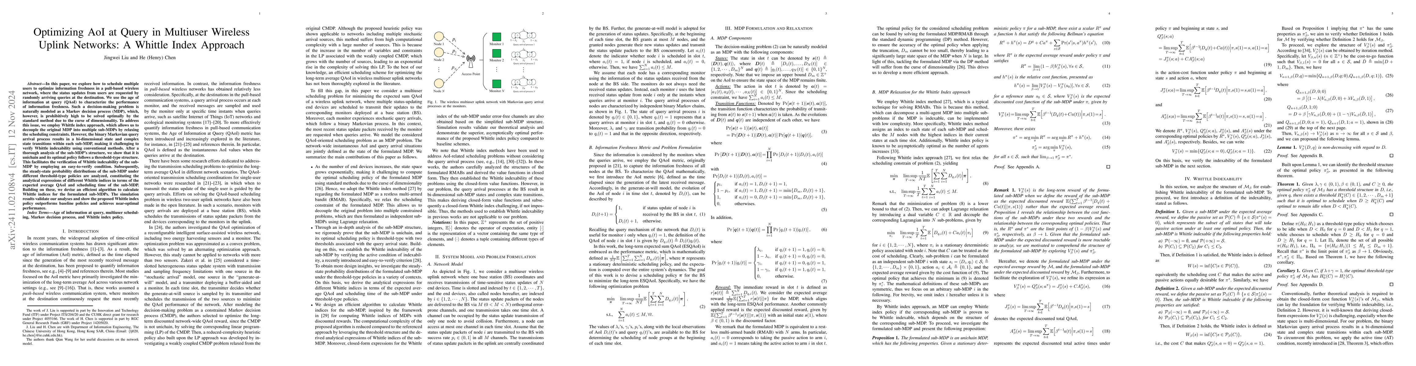 Thumbnail for Optimizing AoI at Query in Multiuser Wireless Uplink Networks: A Whittle
  Index Approach