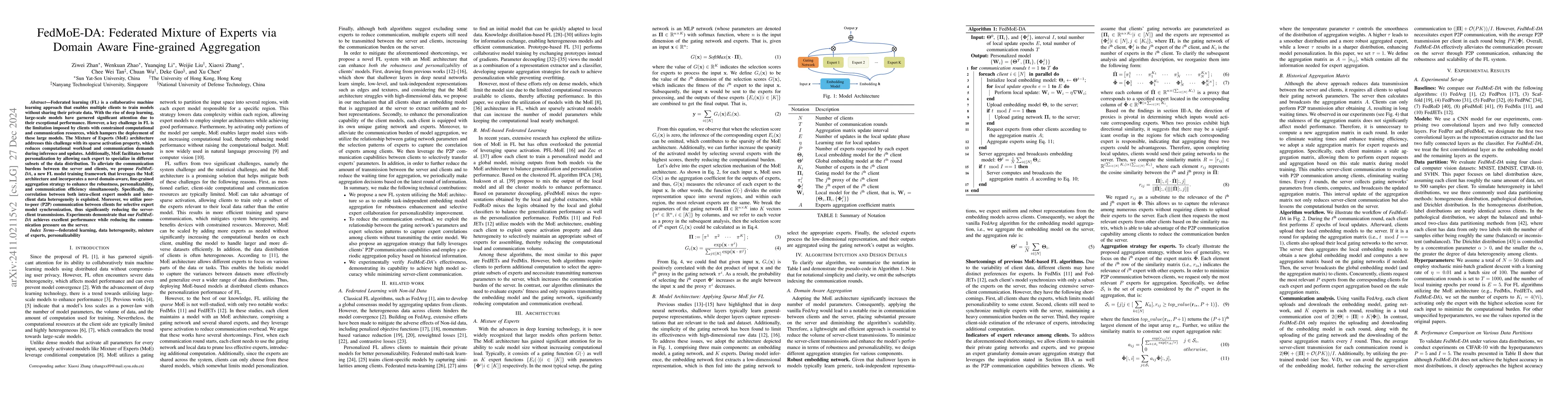 Thumbnail for FedMoE-DA: Federated Mixture of Experts via Domain Aware Fine-grained
  Aggregation