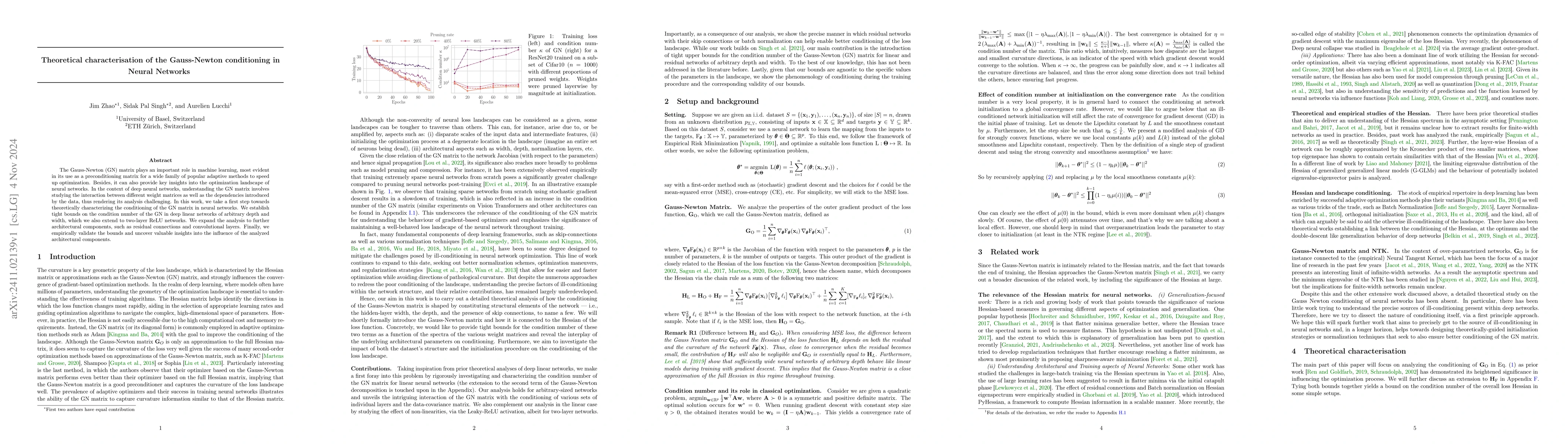 Thumbnail for Theoretical characterisation of the Gauss-Newton conditioning in Neural
  Networks