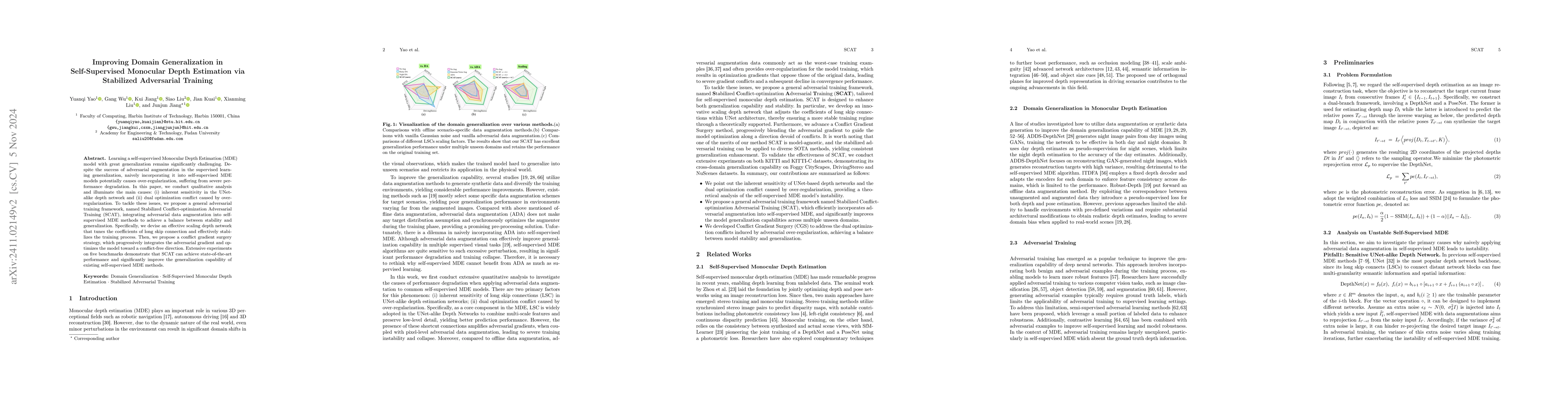 Thumbnail for Improving Domain Generalization in Self-supervised Monocular Depth
  Estimation via Stabilized Adversarial Training