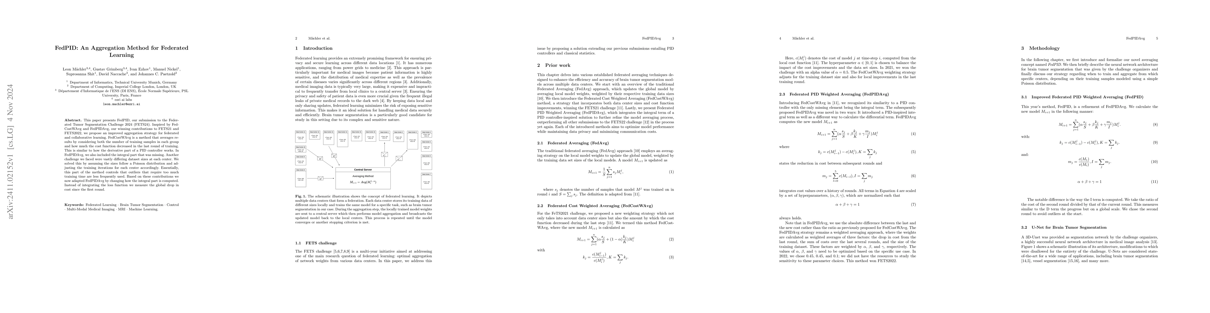 Thumbnail for FedPID: An Aggregation Method for Federated Learning