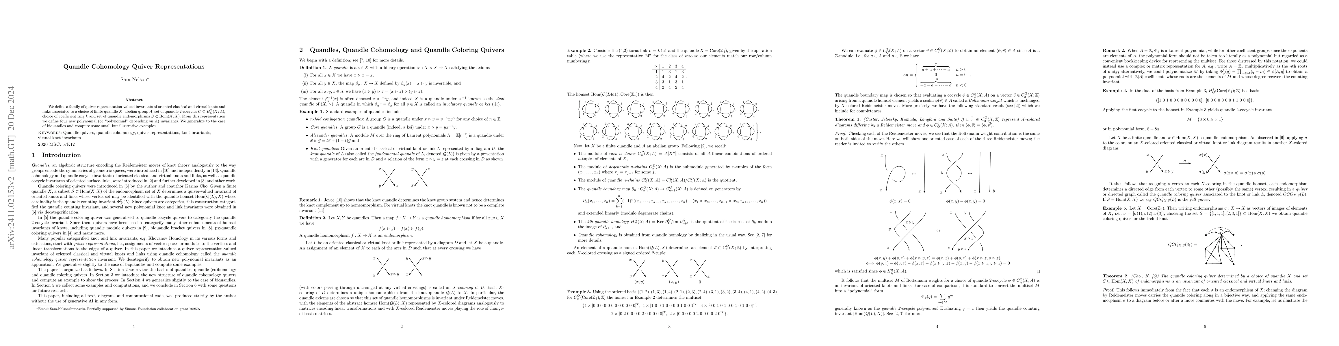 Thumbnail for Quandle Cohomology Quiver Representations
