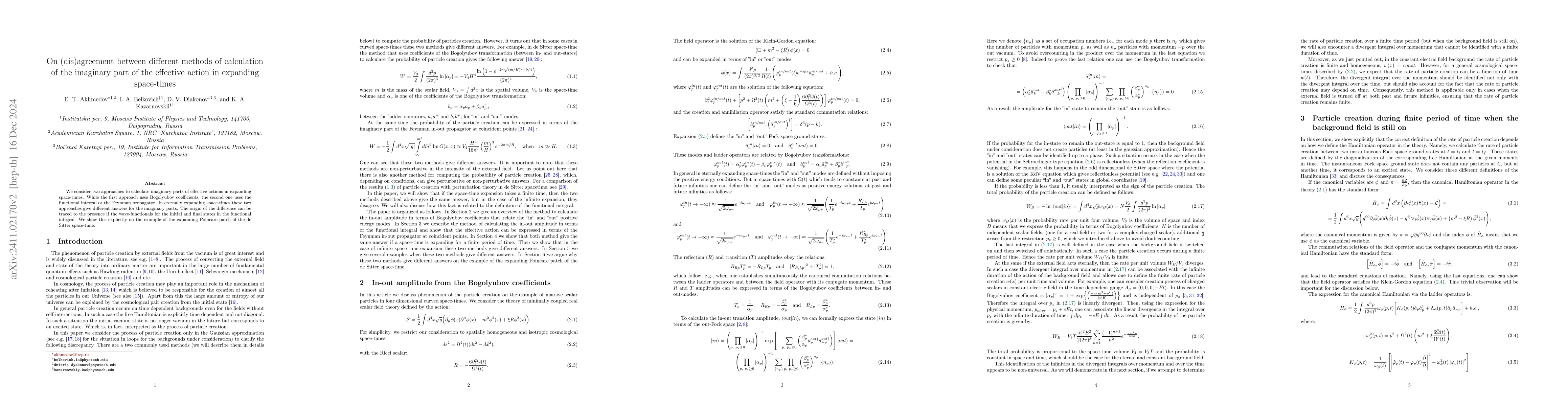 Thumbnail for On (dis)agreement between different methods of calculation of the
  imaginary part of the effective action in expanding space-times