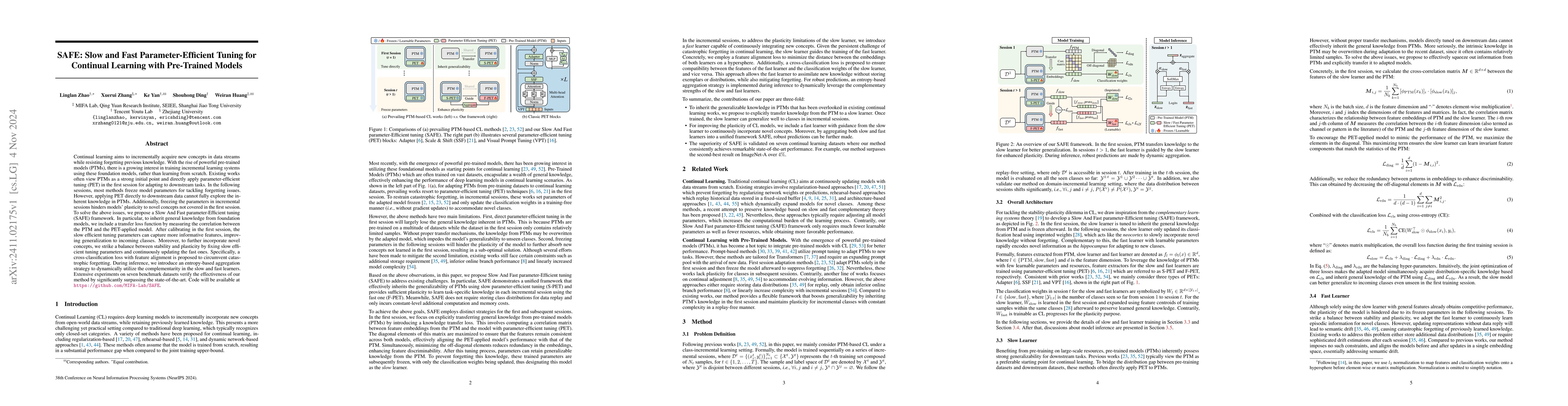 Thumbnail for SAFE: Slow and Fast Parameter-Efficient Tuning for Continual Learning
  with Pre-Trained Models
