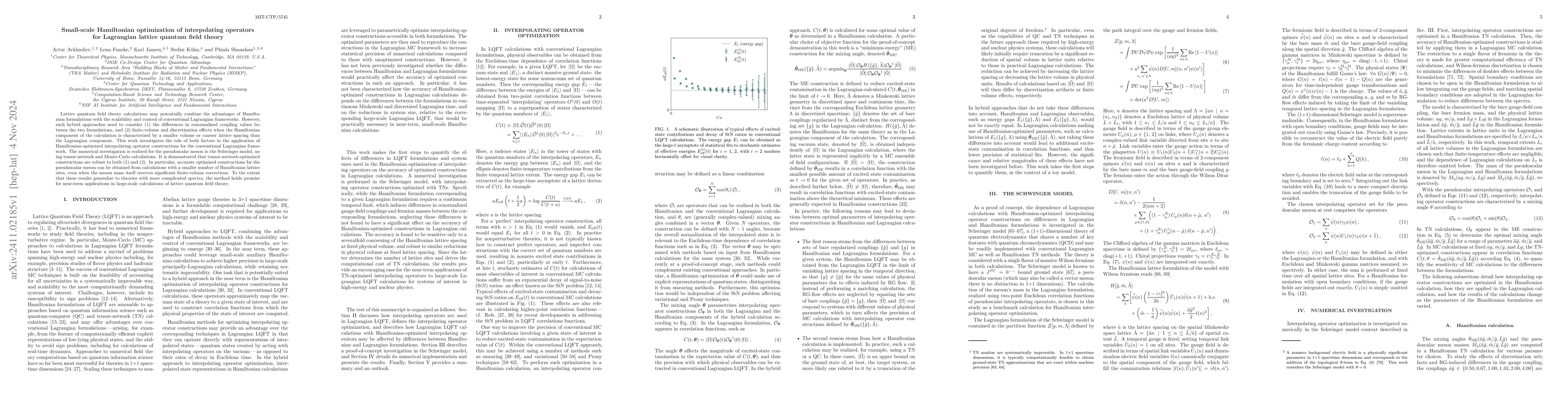 Thumbnail for Small-scale Hamiltonian optimization of interpolating operators for
  Lagrangian lattice quantum field theory