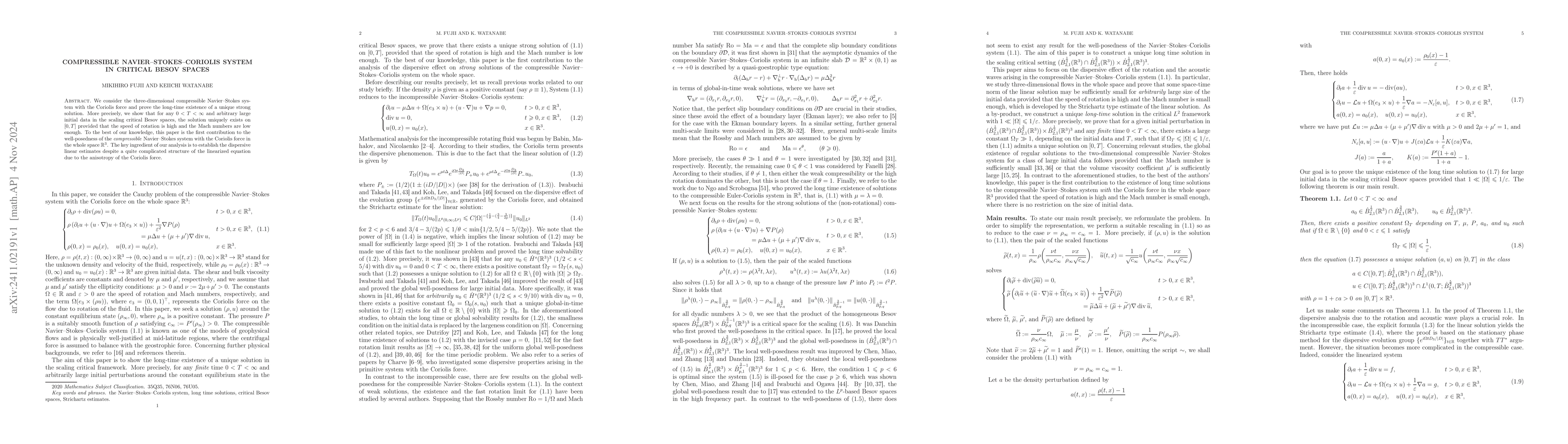 Thumbnail for Compressible Navier--Stokes--Coriolis system in critical Besov spaces