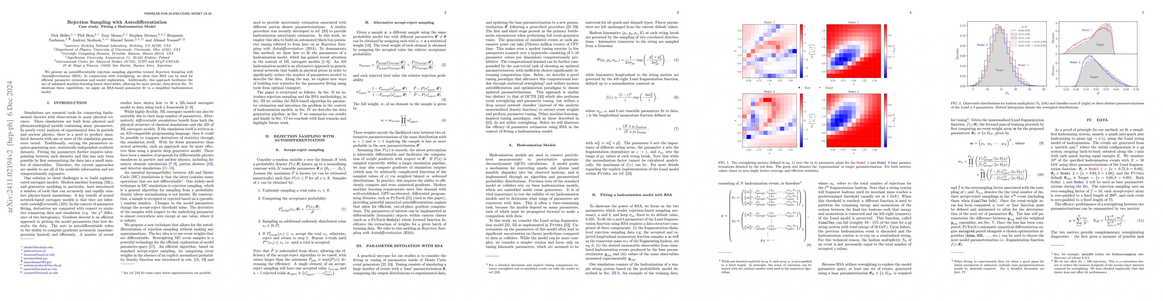 Thumbnail for Rejection Sampling with Autodifferentiation - Case study: Fitting a
  Hadronization Model