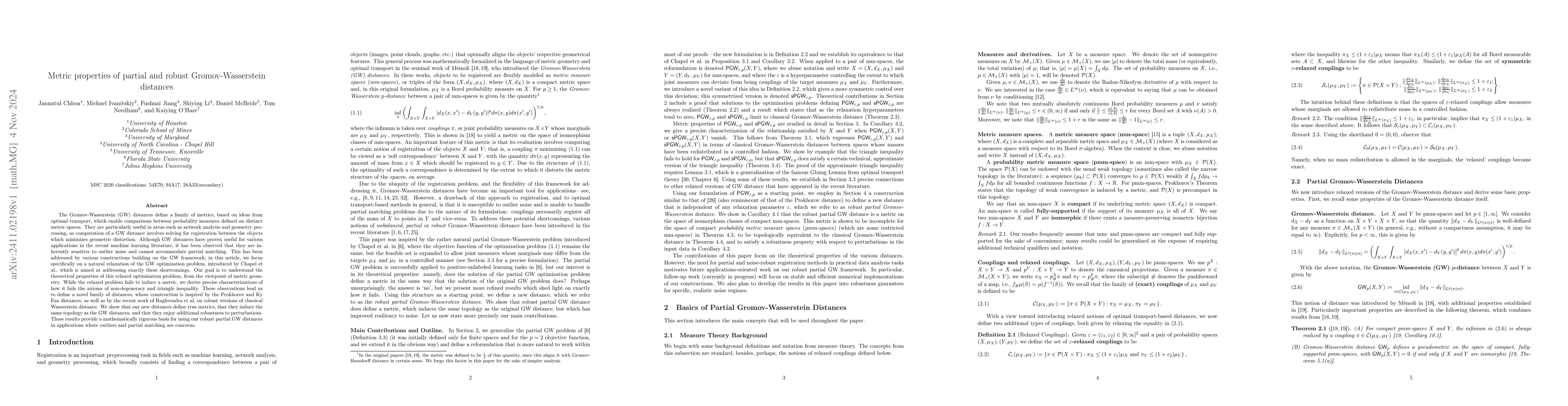 Thumbnail for Metric properties of partial and robust Gromov-Wasserstein distances