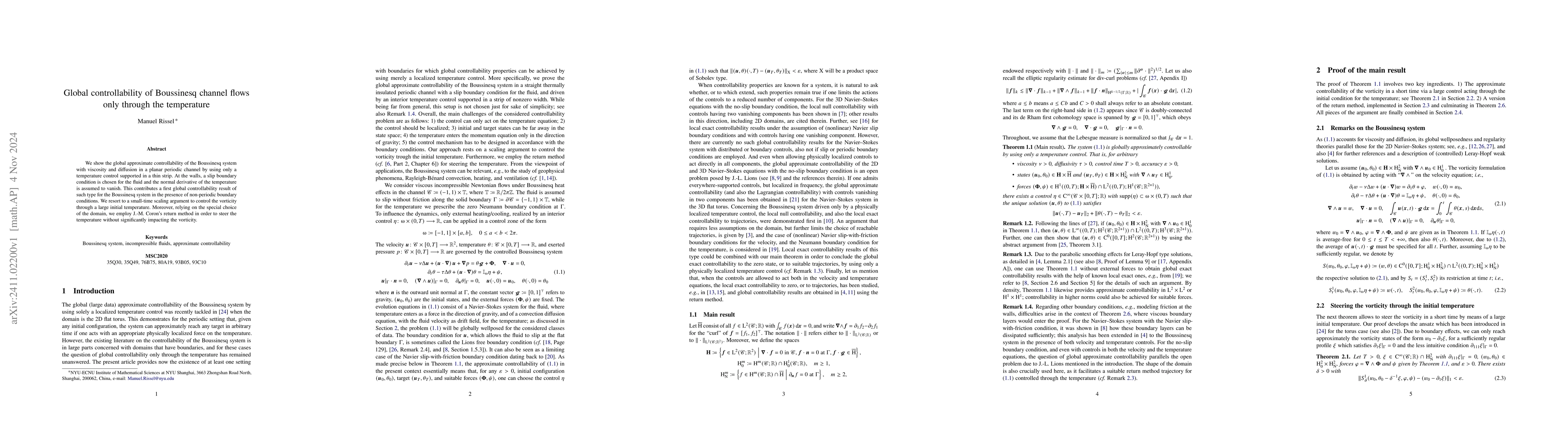 Thumbnail for Global controllability of Boussinesq channel flows only through the
  temperature