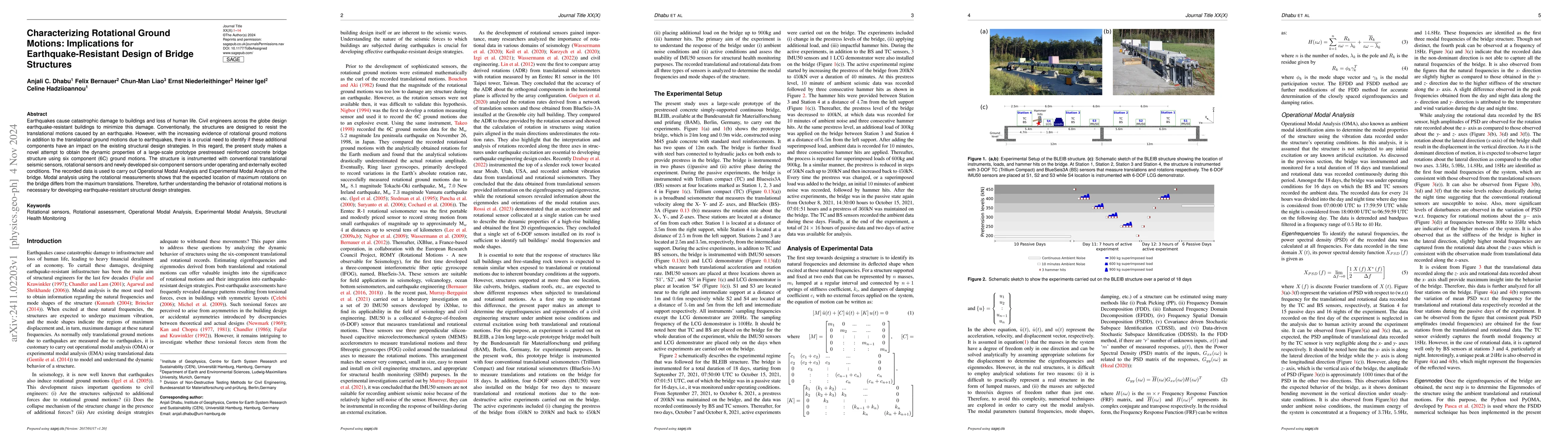Thumbnail for Characterizing Rotational Ground Motions: Implications for
  Earthquake-Resistant Design of Bridge Structures