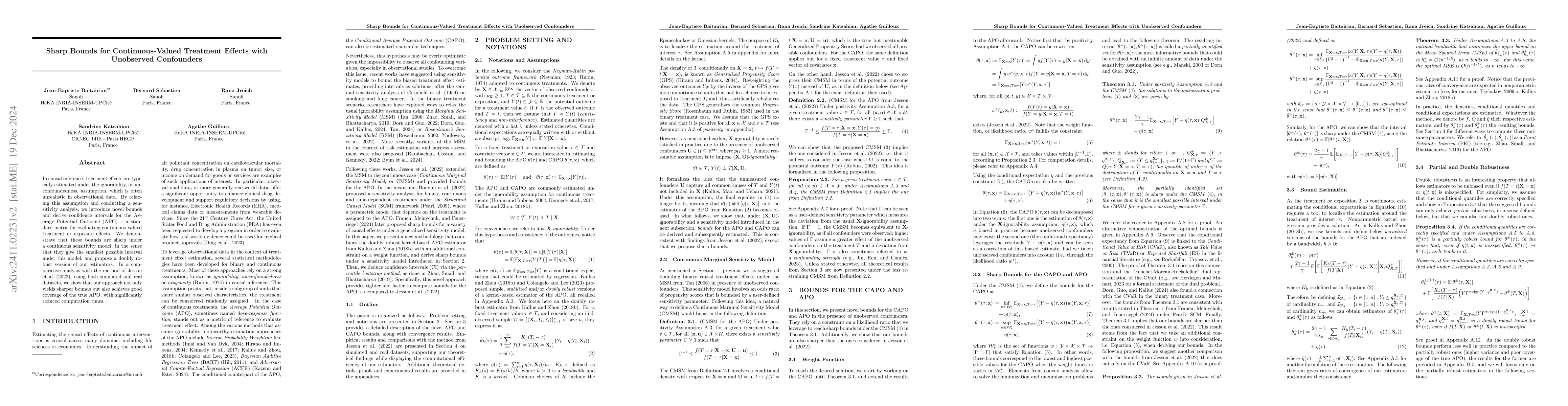 Thumbnail for Sharp Bounds for Continuous-Valued Treatment Effects with Unobserved
  Confounders