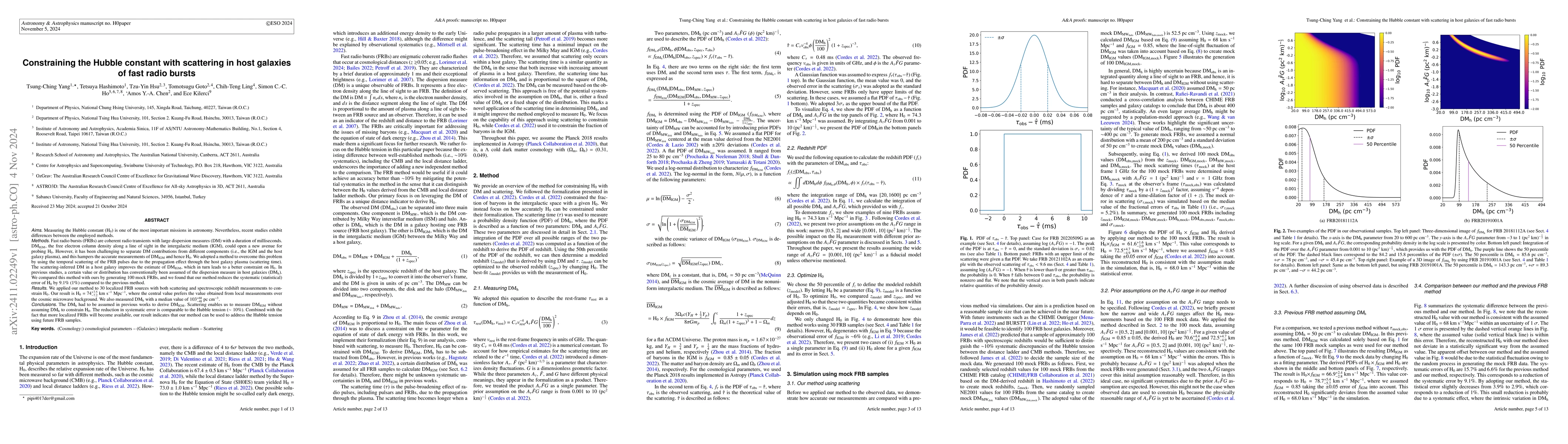 Thumbnail for Constraining the Hubble constant with scattering in host galaxies of
  fast radio bursts