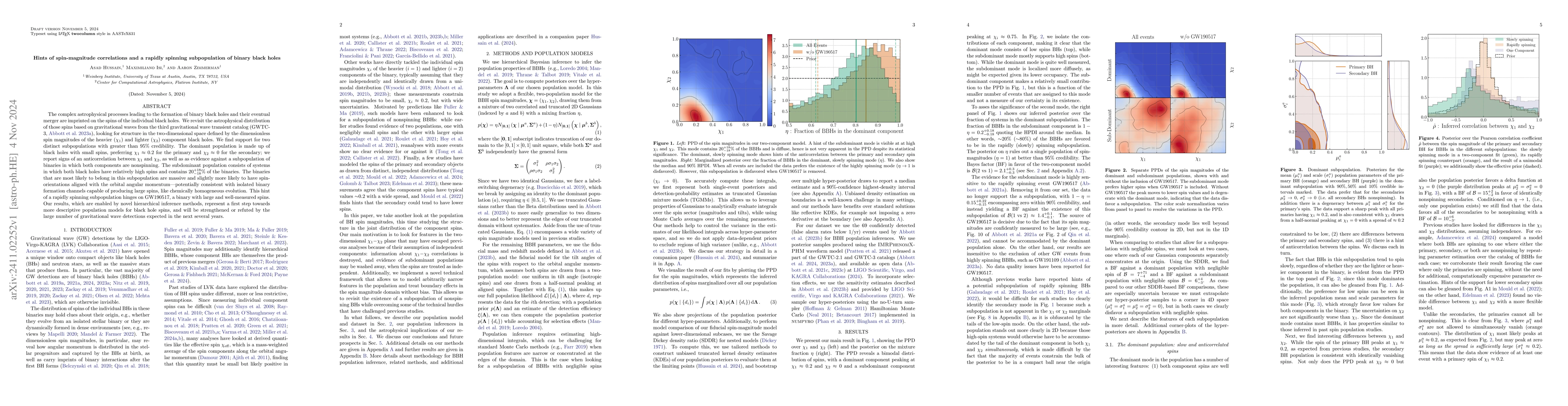 Thumbnail for Hints of spin-magnitude correlations and a rapidly spinning
  subpopulation of binary black holes