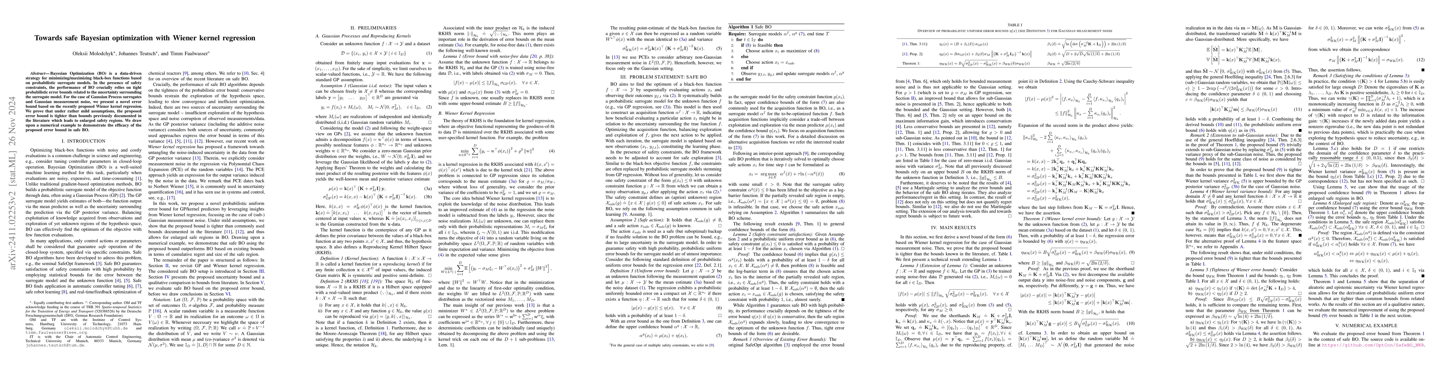 Thumbnail for Towards safe Bayesian optimization with Wiener kernel regression