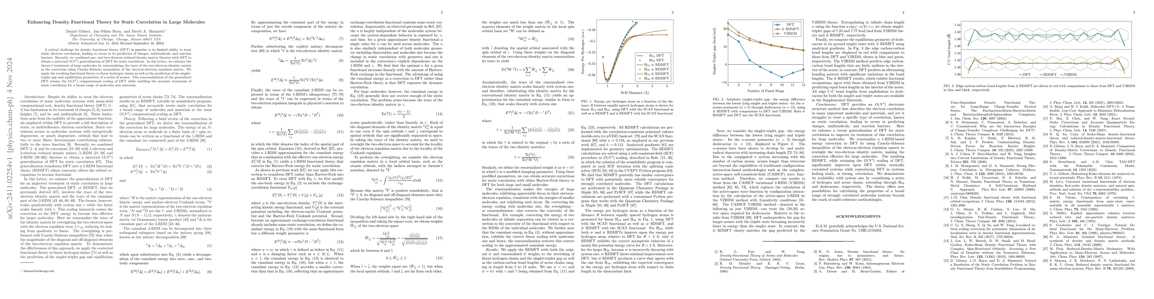 Thumbnail for Enhancing Density Functional Theory for Static Correlation in Large
  Molecules