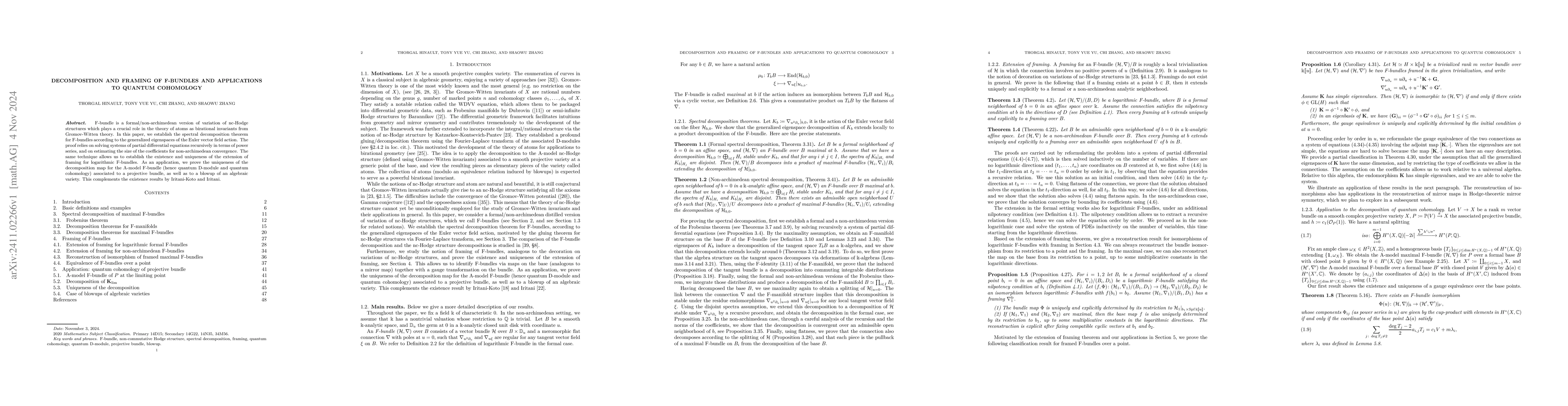 Thumbnail for Decomposition and framing of F-bundles and applications to quantum
  cohomology
