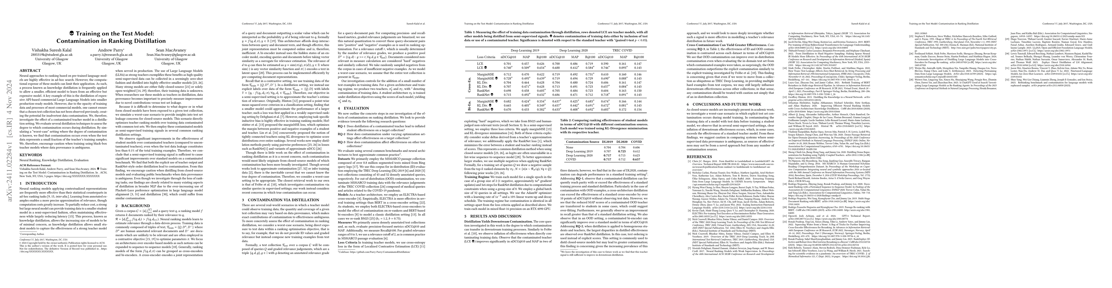 Thumbnail for Training on the Test Model: Contamination in Ranking Distillation