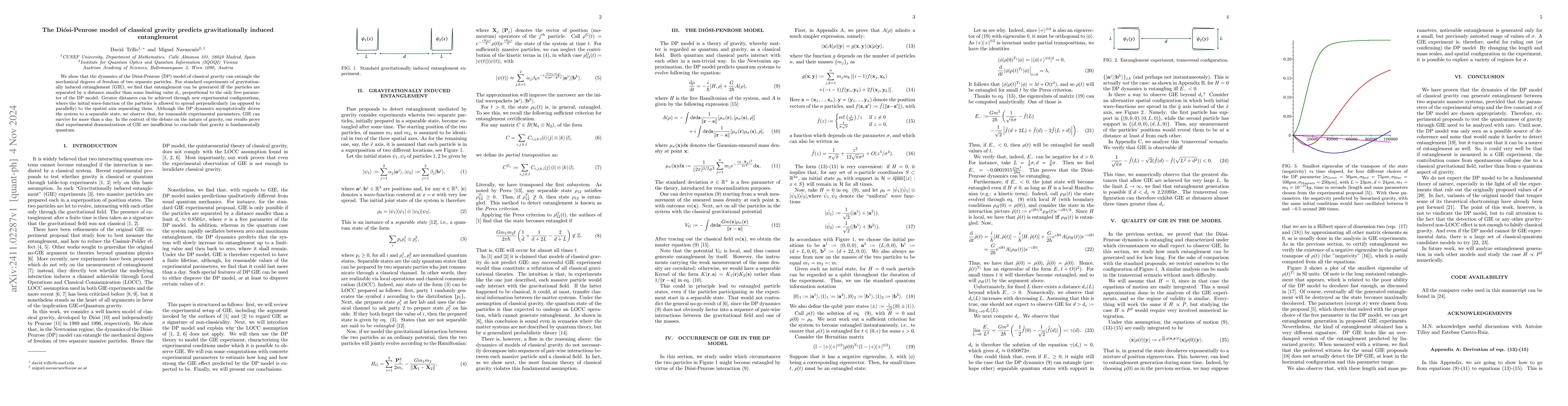 Thumbnail for The Diósi-Penrose model of classical gravity predicts gravitationally
  induced entanglement
