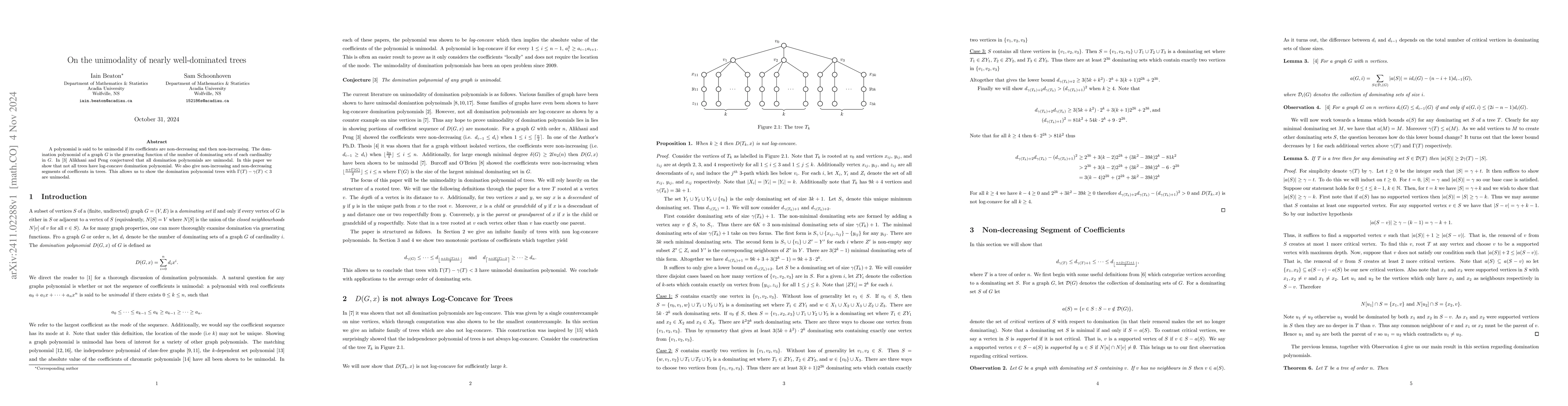 Thumbnail for On the unimodality of nearly well-dominated trees
