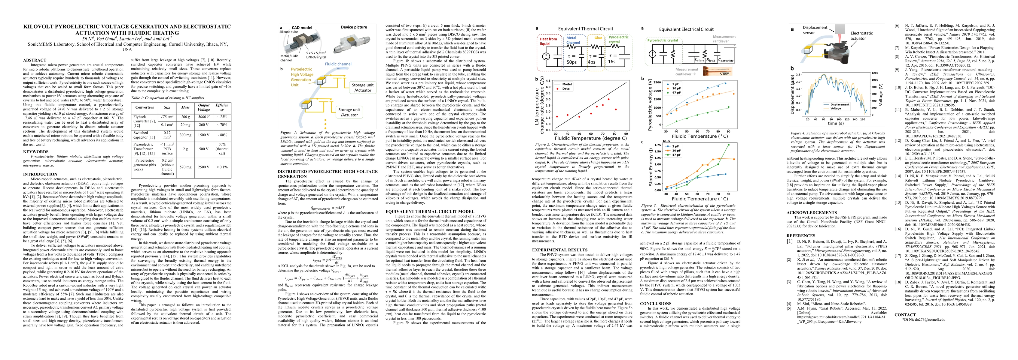 Thumbnail for Kilovolt Pyroelectric Voltage Generation and Electrostatic Actuation
  With Fluidic Heating