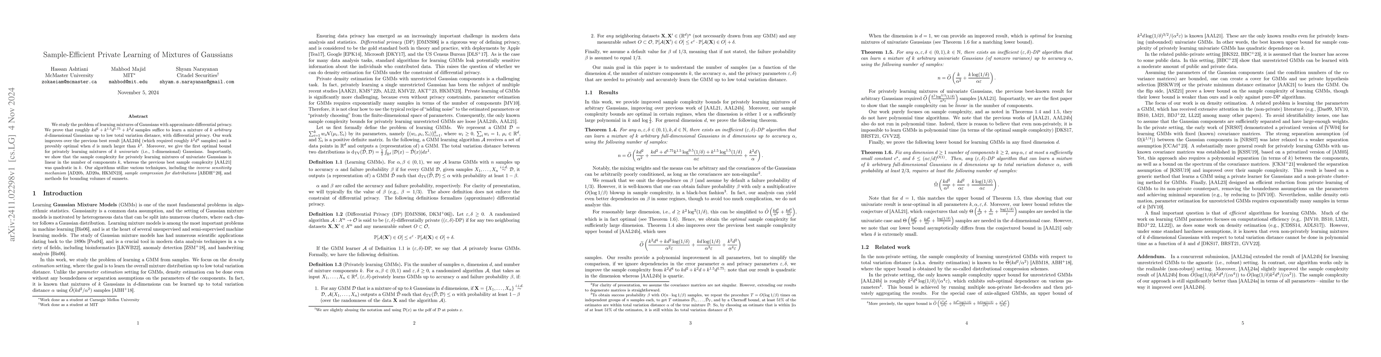 Thumbnail for Sample-Efficient Private Learning of Mixtures of Gaussians