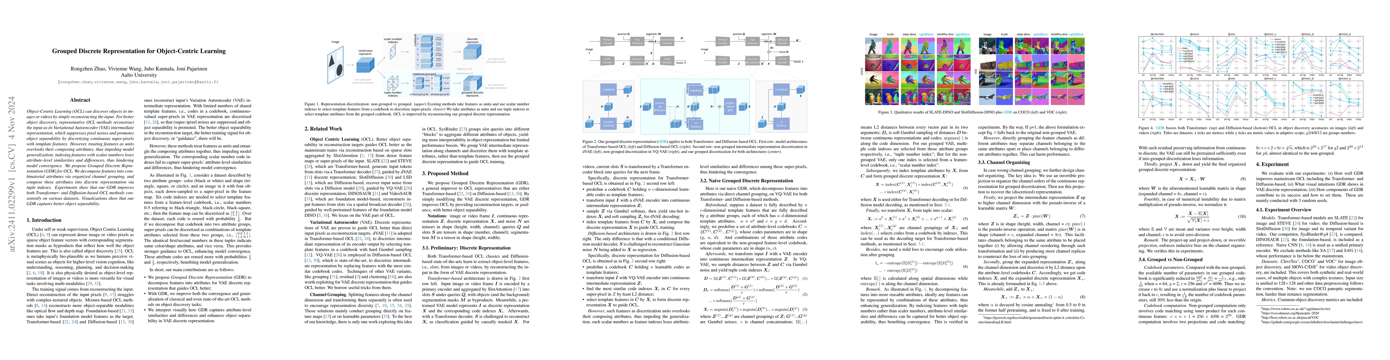 Thumbnail for Grouped Discrete Representation for Object-Centric Learning