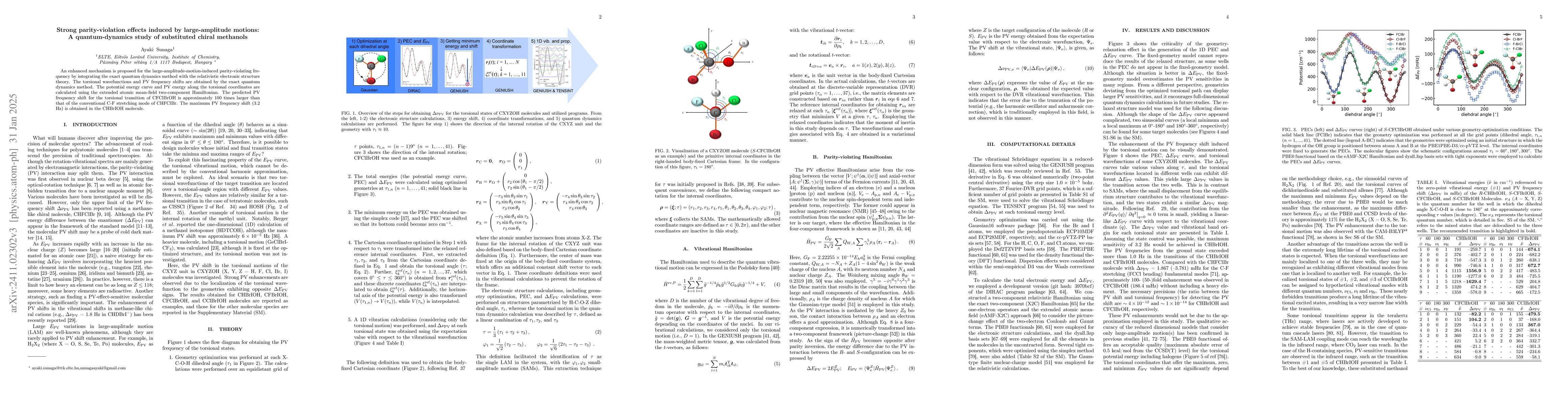Thumbnail for Strong parity-violation effects induced by large-amplitude motions: A
  quantum-dynamics study of substituted chiral methanols