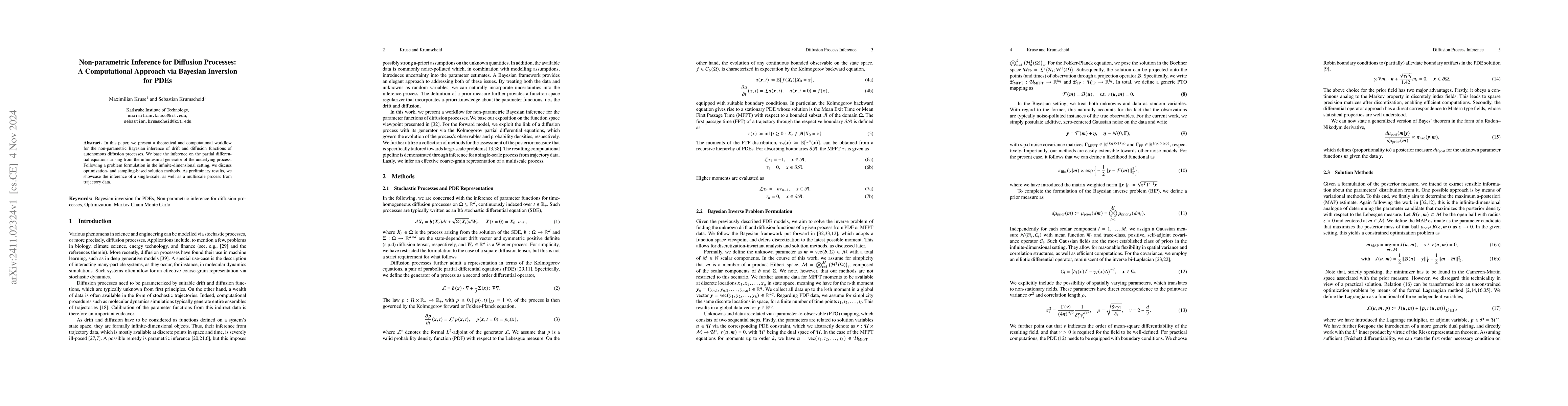 Thumbnail for Non-parametric Inference for Diffusion Processes: A Computational
  Approach via Bayesian Inversion for PDEs