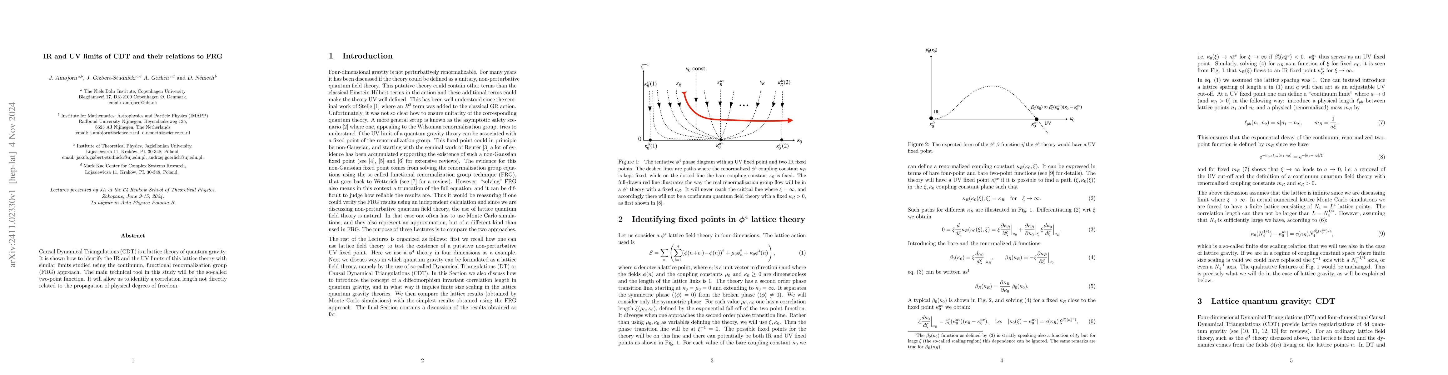 Thumbnail for IR and UV limits of CDT and their relations to FRG
