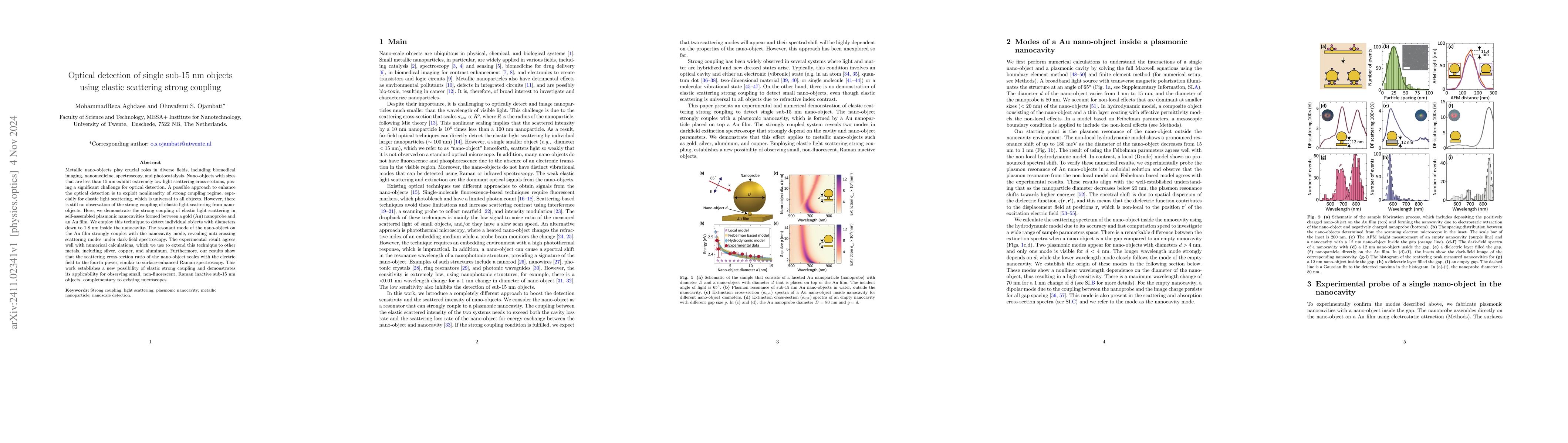 Thumbnail for Optical detection of single sub-15 nm objects using elastic scattering
  strong coupling