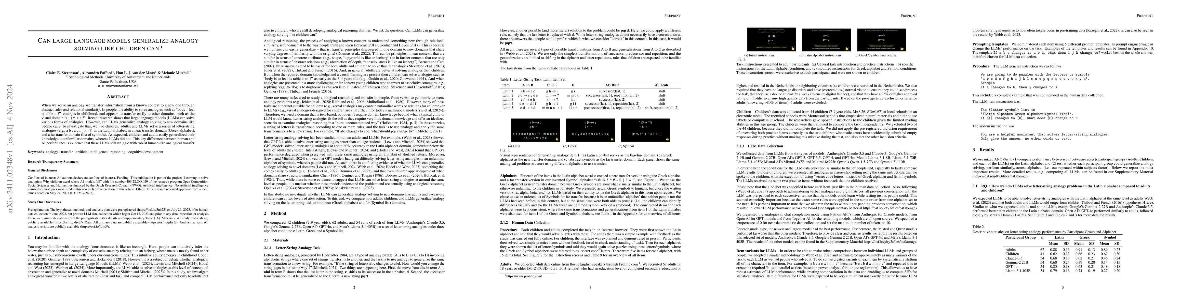 Thumbnail for Can Large Language Models generalize analogy solving like people can?