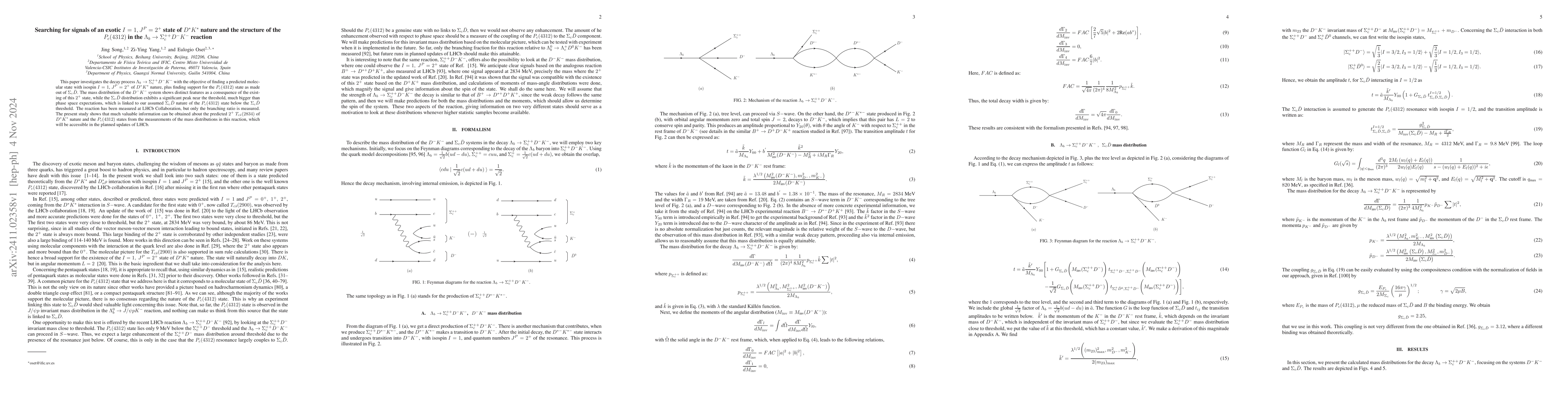 Thumbnail for Searching for signals of an exotic $I=1,J^P=2^+$ state of $D^*K^*$
  nature and the structure of the $P_c(4312)$ in the $Λ_b\to
  Σ_c^{++} D^- K^-$ reaction