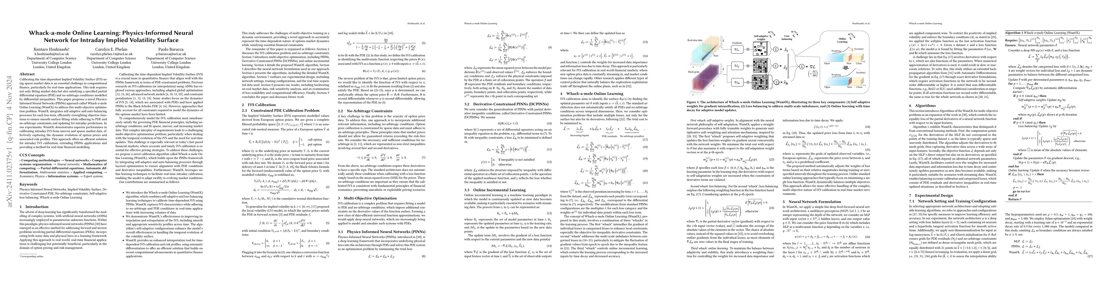 Thumbnail for Whack-a-mole Online Learning: Physics-Informed Neural Network for
  Intraday Implied Volatility Surface