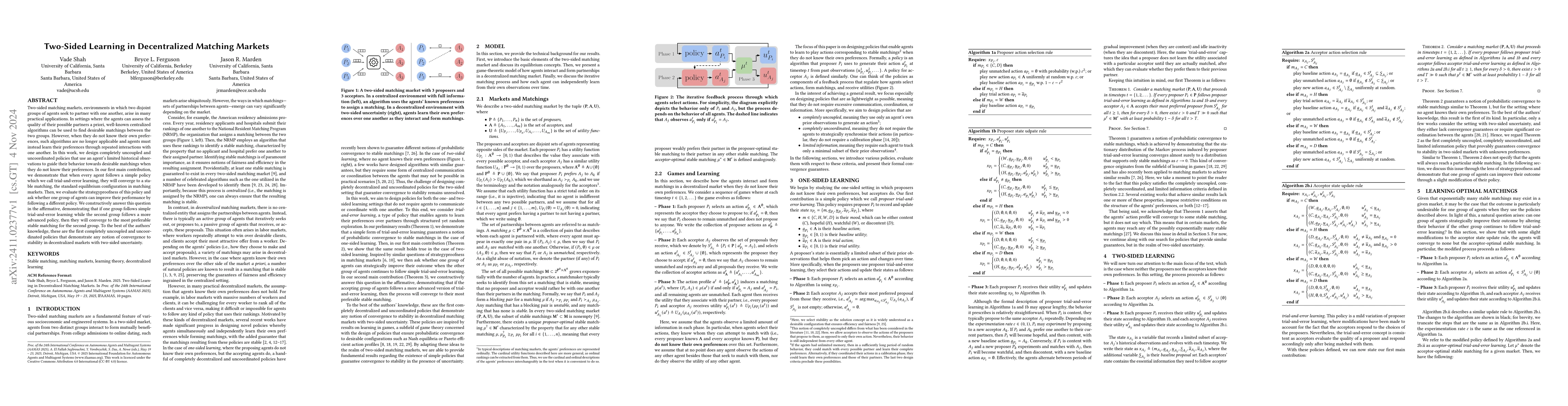 Thumbnail for Two-Sided Learning in Decentralized Matching Markets