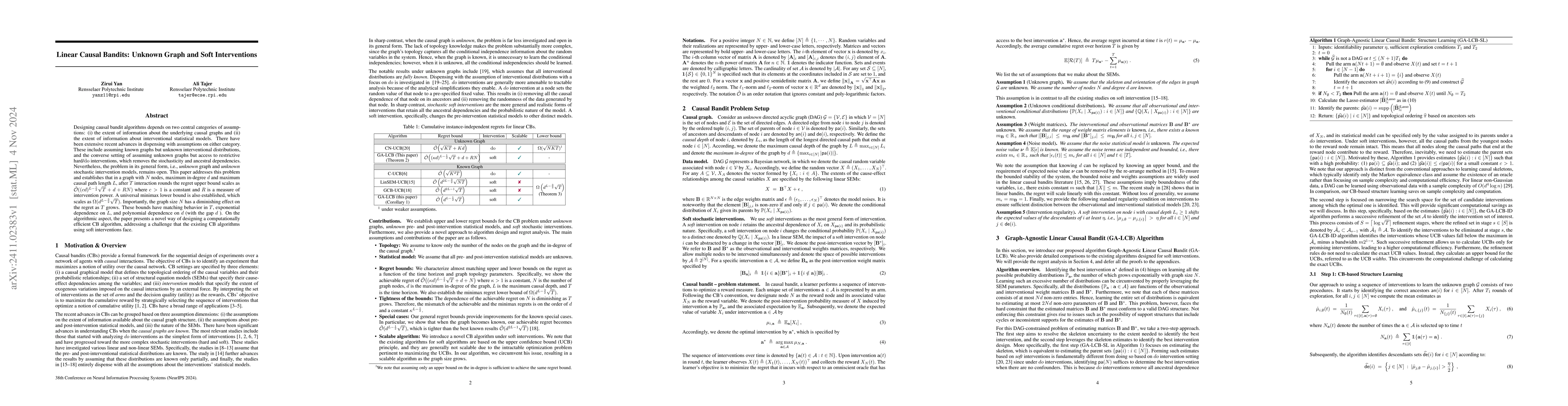 Thumbnail for Linear Causal Bandits: Unknown Graph and Soft Interventions
