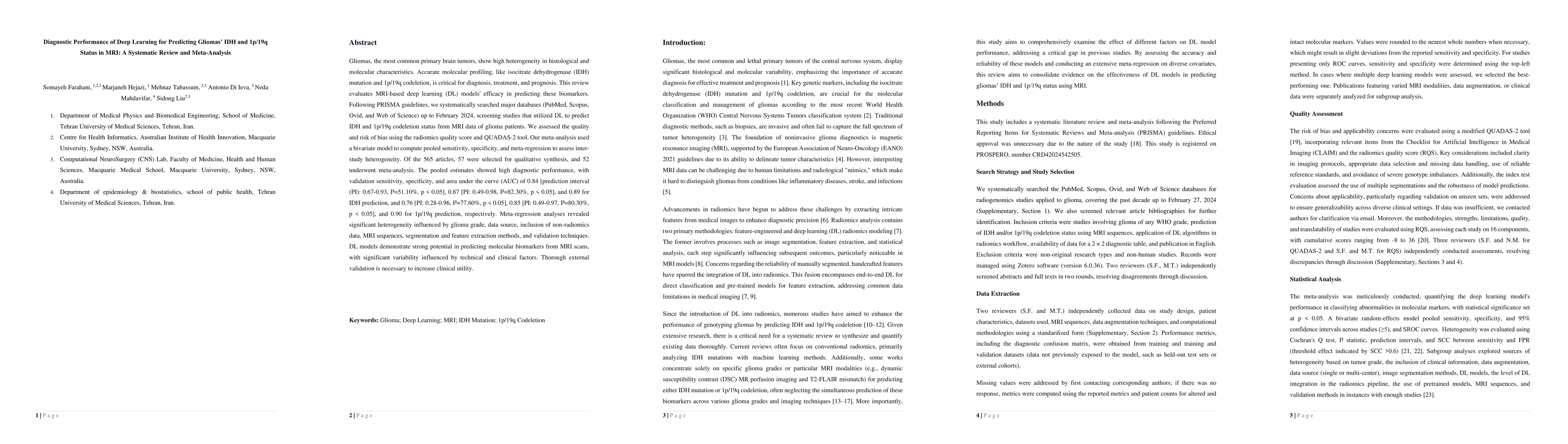 Thumbnail for Diagnostic Performance of Deep Learning for Predicting Gliomas' IDH and
  1p/19q Status in MRI: A Systematic Review and Meta-Analysis