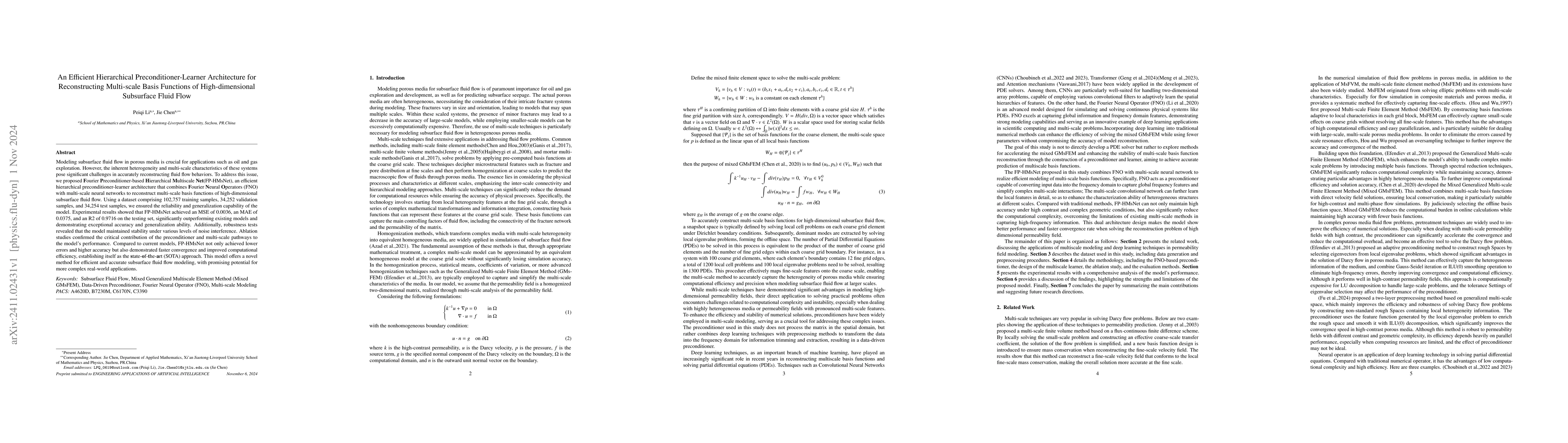 Thumbnail for An Efficient Hierarchical Preconditioner-Learner Architecture for
  Reconstructing Multi-scale Basis Functions of High-dimensional Subsurface
  Fluid Flow