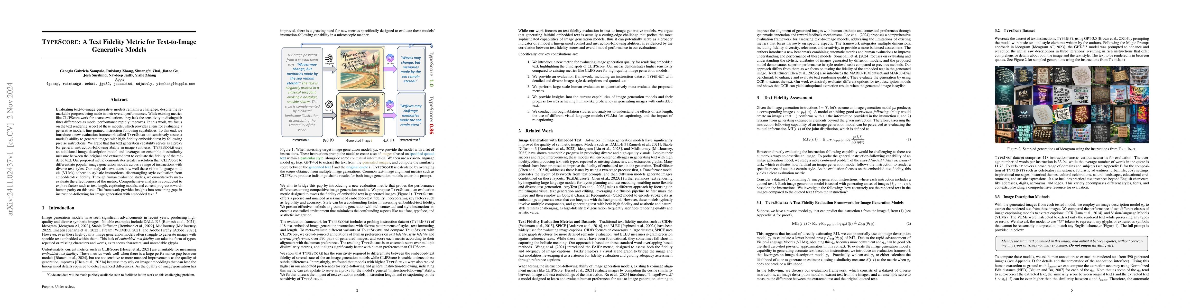 Thumbnail for TypeScore: A Text Fidelity Metric for Text-to-Image Generative Models