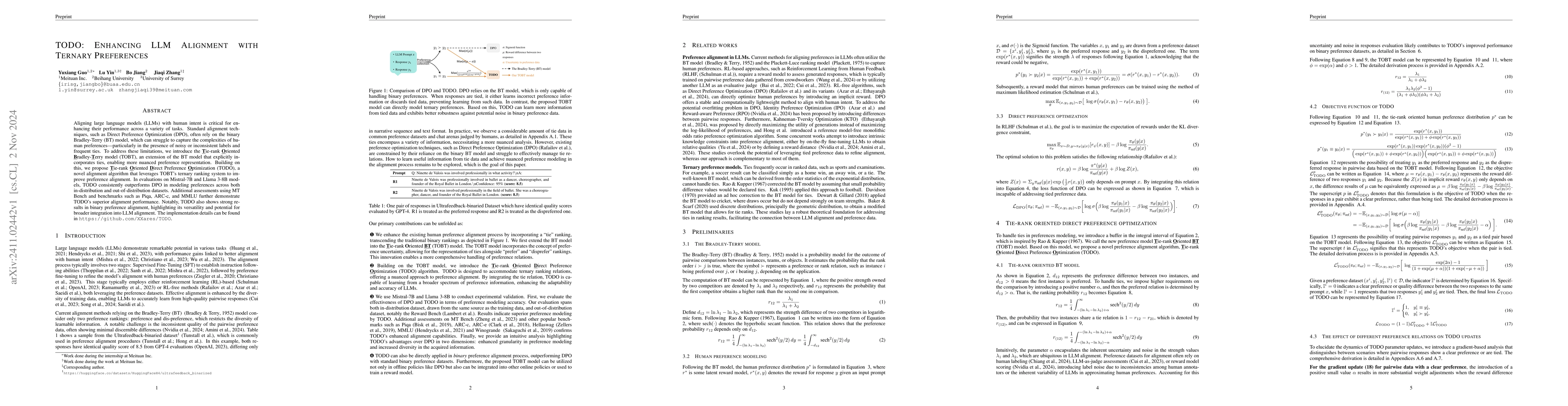 Thumbnail for TODO: Enhancing LLM Alignment with Ternary Preferences